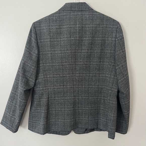 Evan Picone Glen Check Plaid Blazer Jacket 16 Womens Grey Office Career Business - Picture 5 of 11